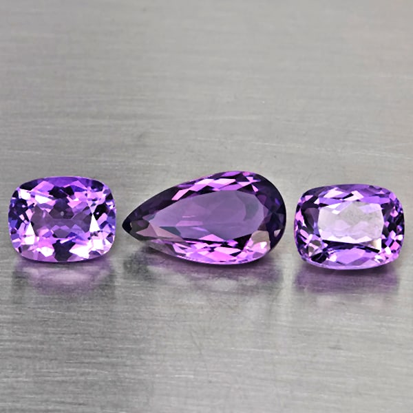 Natural Purple Amethyst 10.34 Ct. 3 Pcs Mixed Shape Gemstone From Brazil (1 of 3)