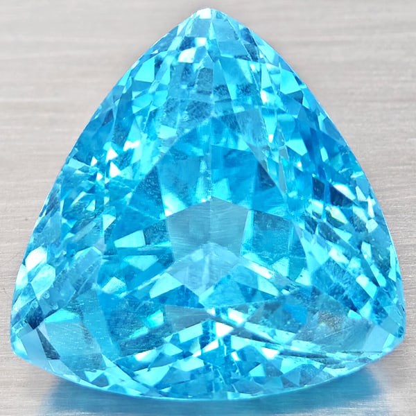 Natural Baby Blue Color Topaz 23.15 Ct. VVS Trilliant Shape 16.2 Mm. Gemstone From Brazil (1 of 3)