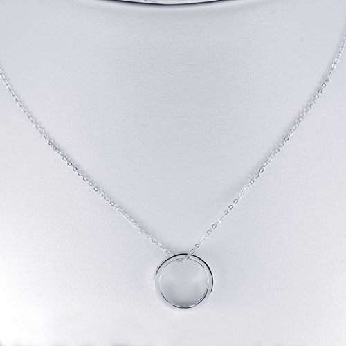 925 Sterling Silver Necklace Jewelry Length 16 Inch Modern Circle Design (1 of 3)