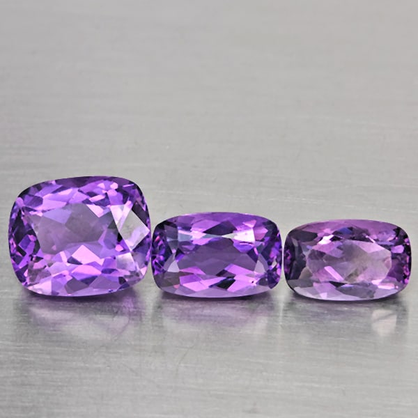 Natural Purple Amethyst 10.67 Ct. 3 Pcs Mixed Shape Gemstone From Brazil (1 of 3)