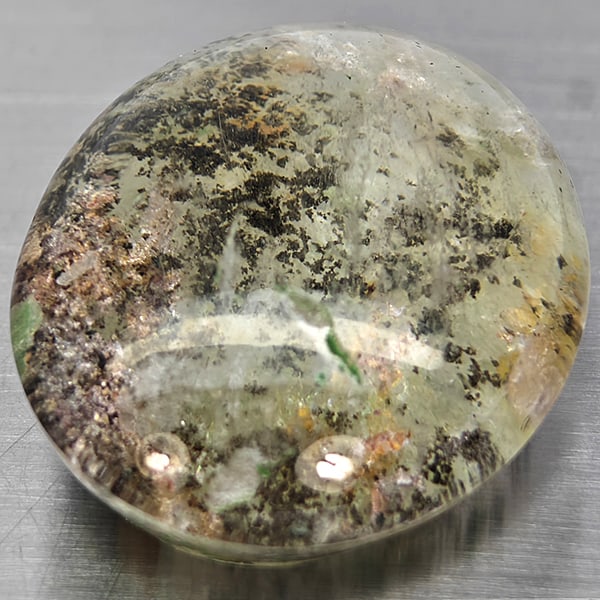 Natural White Brown Moss Quartz 46.30 Ct. Oval Cabochon Shape 25 x 20 Mm Gemstone From Thailand (1 of 3)