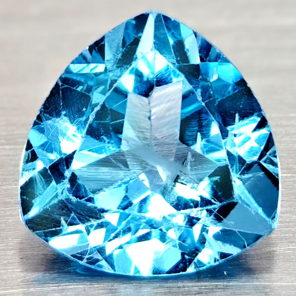 Natural Swiss Blue Topaz 4.77 Ct. Trilliant Shape 10.1 Mm Gemstones From Brazil (1 of 3)