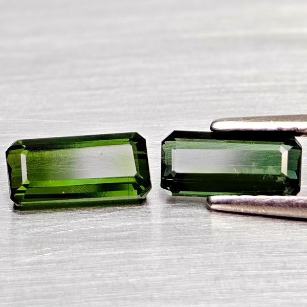 Natural Green Tourmaline 1.61 Ct 2 Pcs Octgon Shape 8 x 3.9 Mm. Unheated Gemstone From Nigeria (1 of 3)