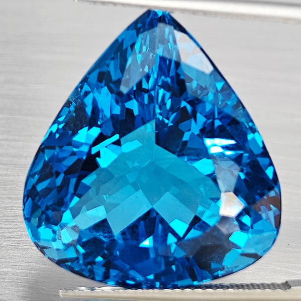 Natural Swiss Blue Topaz 42.76 Ct. Pear Shape 22 x 20 Mm Gemstone From Brazil (1 of 3)