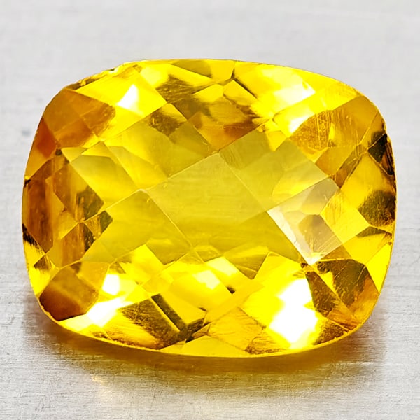Natural Yellow Citrine 2.34 Ct. Cushion Checkerboard Cut 10.1 x 8.1 Mm. Gemstone from Brazil (1 of 3)