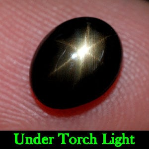 Natural Black Star Sapphire 2.28 Ct. Oval Cabochon Shape 8 x 6.4 Mm Gemstone from Thailand: Product ID: 806136686 Product Name: Natural Star Sapphire Weight: 2.28 CT. Size: 8 x 6.4 x 4.4 MM. Shape: Oval Cabochon Color: Black Clarity:Opaque Luster: Good 6 Rays Star Gems Origin: Thailand Treat