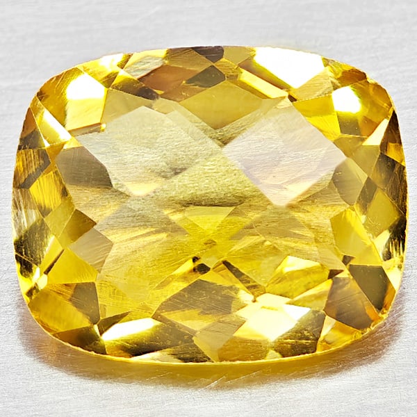 Natural Yellow Citrine 2.45 Ct. Cushion Checkerboard 10.1 x 8.1 Mm. Gemstone From Brazil (1 of 3)