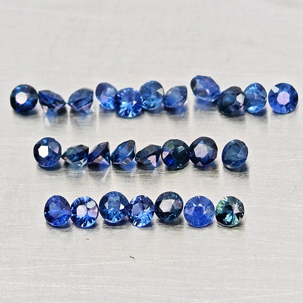 Natural Blue Sapphire 1.09 Ct. 26 Pcs Round Diamond Cut 2 Mm Gemstones From Madagascar (1 of 3)