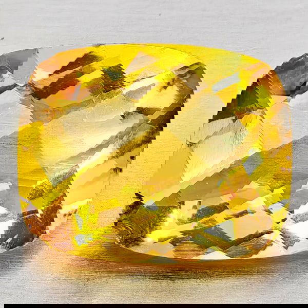 Natural Yellow Citrine 2.51 Ct. Cushion Checkerboard Cut 10.2 x 8.2 Mm. Gemstone From Brazil (1 of 3)