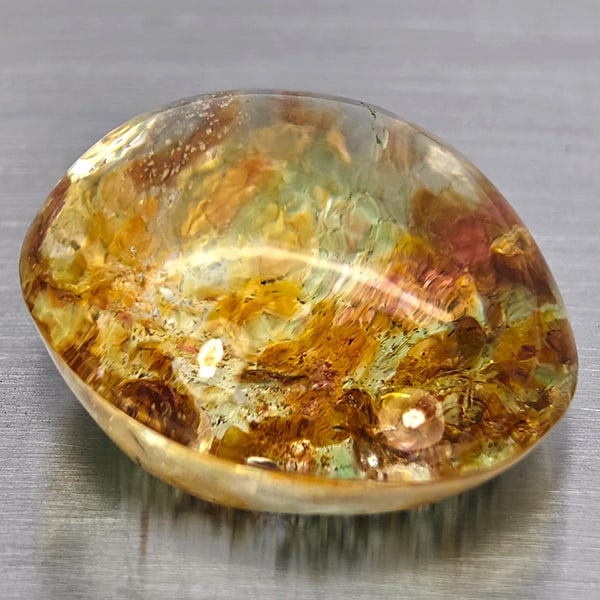 Natural White Brown Moss Quartz 37.19 Ct. Oval Cabochon Shape 22 x 19.5 Mm Gemstone From Thailand (1 of 3)