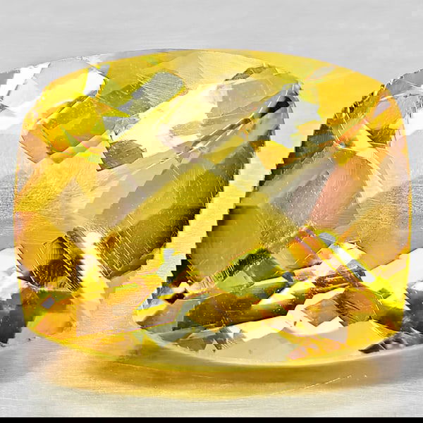 Natural Yellow Citrine 2.52 Ct. Cushion Checkerboard Cut 10.1 x 8.2 Mm. Gemstone From Brazil (1 of 3)