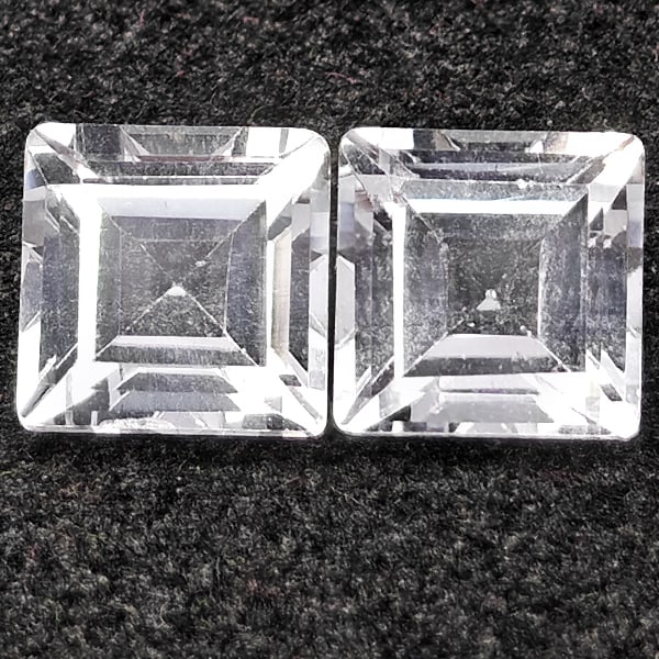 Natural White Topaz 2.74 Ct. 2 Pcs. Square Shape 6.1 Mm. Gemstones From Brazil (1 of 3)