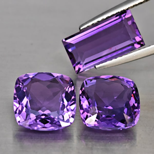 Natural Purple Amethyst 8.79 Ct. 3 Pcs Mixed Shape Gemstone From Brazil (1 of 3)