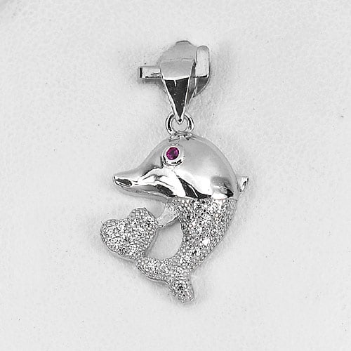 925 Sterling Silver Pendant Jewelry 1.69 Grams Beautiful Dolphin and Heart Design (1 of 3)