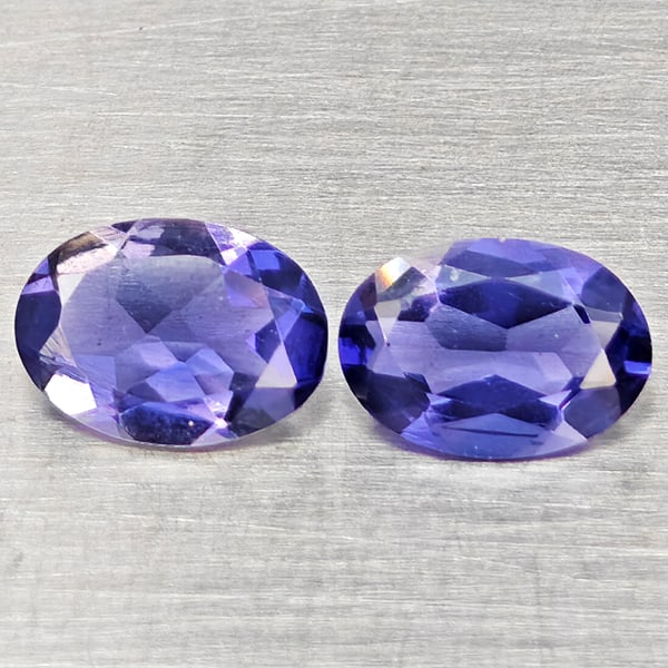 Natural Violet Blue Iolite 1.40 Ct. 2 Pcs Oval Shape 7.2 x 5.2 Mm Gemstones From Madagascar (1 of 3)