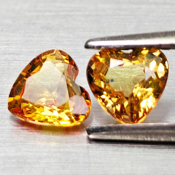 Natural Yellow Songea Sapphire 1.02 Ct. 2 Pcs Heart Shape 5 x 4.9 Mm Gemstones From Tanzania: Product ID: 806162451 Product Name: Natural Yellow Sapphire Weight: 1.02 CT. Size: 5 x 4.9 x 2.3 MM. Shape: Heart Shape Color: Yellow Clarity:VSI - SI1 Luster: Good Gems Origin: Tanzania Treatment: He