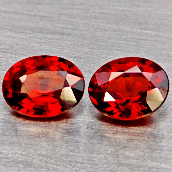 Natural Orangish Red Spessartine Garnet 1.52 Ct. 2Pcs Oval Shape 5.8 x 4.8 Mm Gemstones From Namibia (1 of 3)