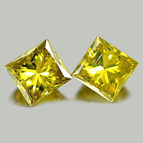 Natural Yellow Loose Diamond 0.30 Ct. 2 Pcs. Baguette Princess Cut 3 x 2.9 x 2 Mm.: Product ID: 802102981 Product Name: Natural Enhanced Diamond Weight: 0.30 CT. Size: 3 x 2.9 x 2 MM. Shape: Baguette Princess Cut Color: Yellow Clarity:VSI Luster: Scintillating Gems Origin: Belgium Tr