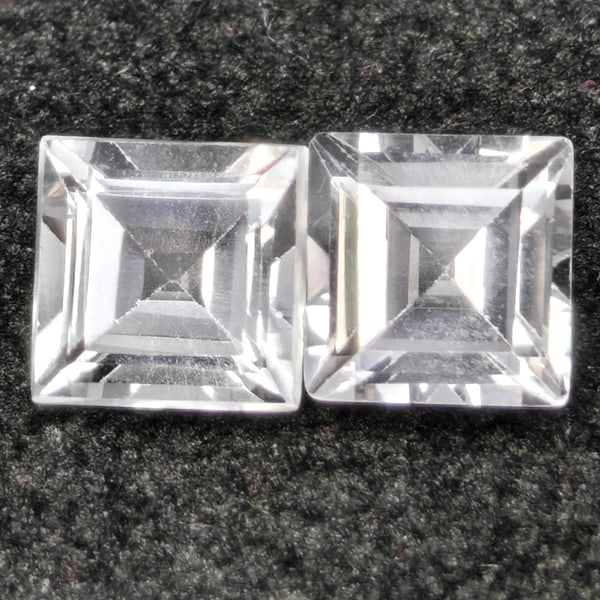 Natural White Topaz 2.85 Ct. 2 Pcs. Square Shape 6.1 Mm Gemstones From Brazil (1 of 3)