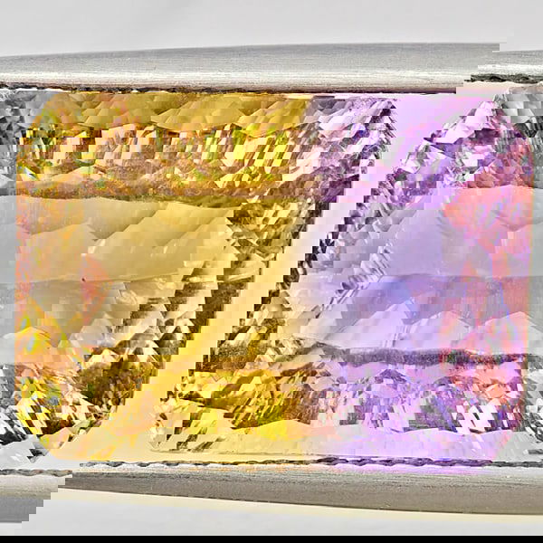Natural Bi Color Ametrine 10.99 Ct. Octagon Concave Cut 15.4 x 11 Mm Gemstone from Bolivia (1 of 3)