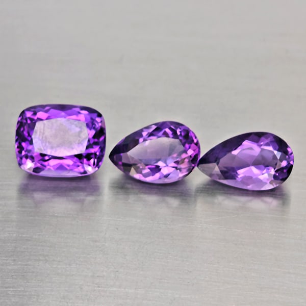 Natural Purple Amethyst 9.58 Ct. 3 Pcs Mixed Shape Gemstone From Brazil (1 of 3)