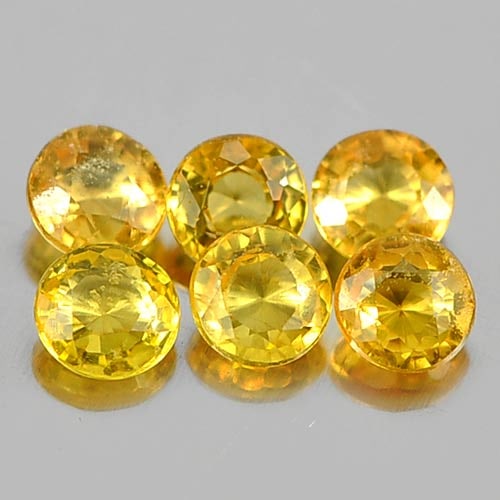 Natural Yellow Songea Sapphire 1.11 Ct. 6 Pcs. Round Shape 3.2 Mm. Gemstone From Tanzania (1 of 3)