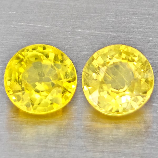 Natural Yellow Sapphire 0.53 Ct. 2 Pcs Round Shape 3.8 Mm Gemstones From Thailand (1 of 3)