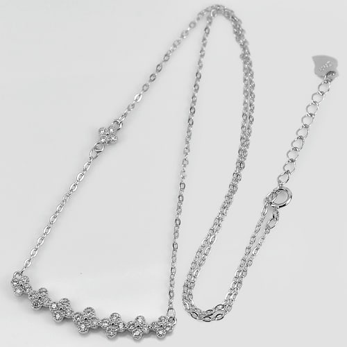 925 Sterling Silver Necklace Jewelry 3.20 Grams Flower Desgin Length 16 Inch. (1 of 3)