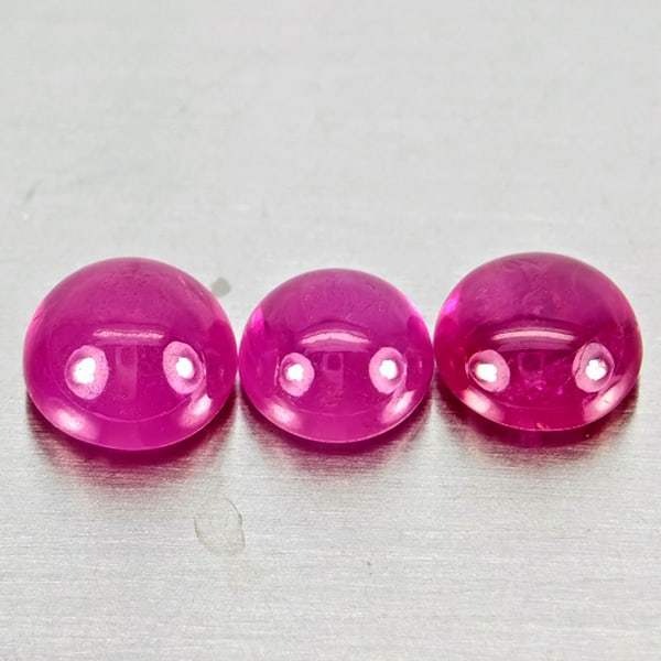 Natural Pink Red Jonson Ruby 2.45 Ct. 3 Pcs Round Cabochon Shape Gemstones From Mozambique (1 of 3)