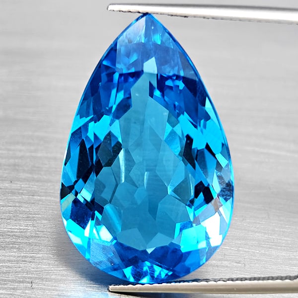 Natural Swiss Blue Topaz 31.96 Ct. Pear Shape 22 x 17.2 Mm Gemstone From Brazil (1 of 3)
