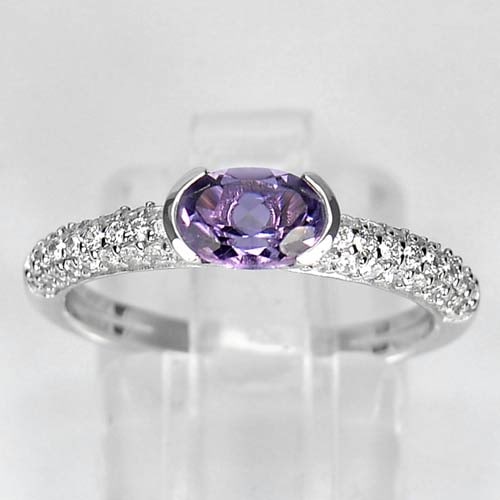 Natural Purple Amethyst with 925 Sterling Silver Ring Jewelry Size 7 (1 of 3)