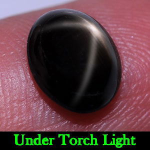 Natural Black Star Sapphire 2.76 Ct. Oval Cabochon Shape 8.4 x 6.7 Mm Gemstone From Thailand: Product ID: 806136115 Product Name: Natural Star Sapphire Weight: 2.76 CT. Size: 8.4 x 6.7 x 4.5 MM. Shape: Oval Cabochon Color: Black Clarity:Opaque Luster: Good 6 Rays Star Gems Origin: Thailand Tre