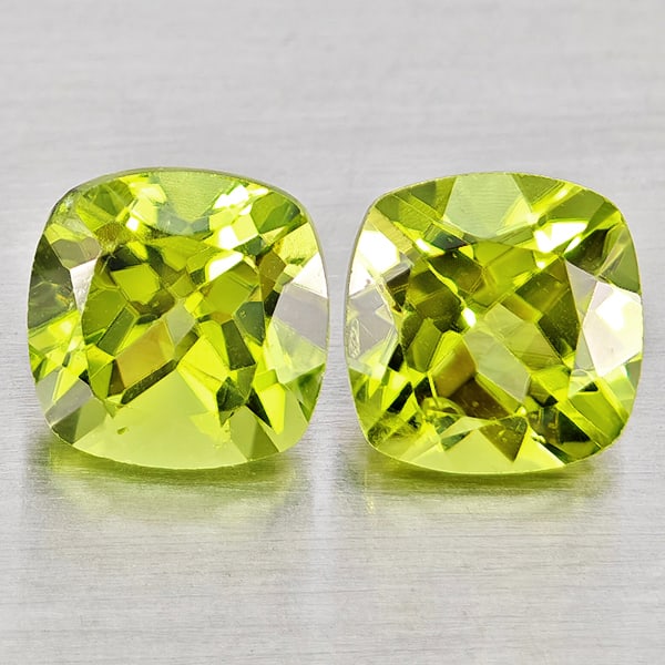 Natural Green Peridot 2.01 Ct. 2 Pcs Cushion Shape Gemstones from Pakistan (1 of 3)