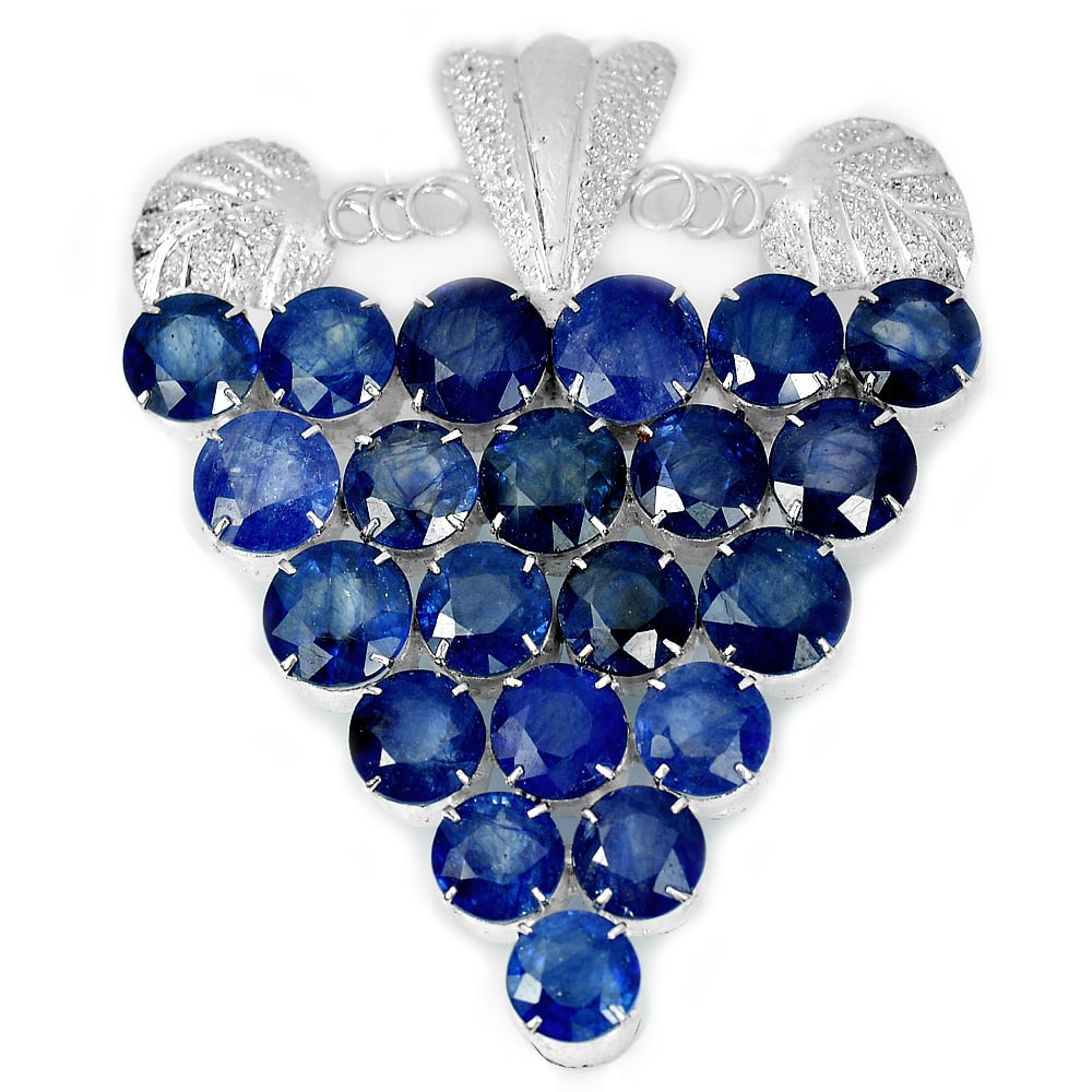 Natural Blue Sapphire with Sterling Silver Pendant Brooch Jewelry169.50 G. (1 of 3)