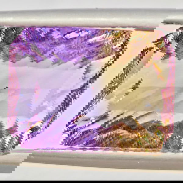 Natural Bi Color Ametrine 5.82 Ct. Octagon Concave Cut 13.2 x 9.8 Mm Gemstone From Bolivia (1 of 3)