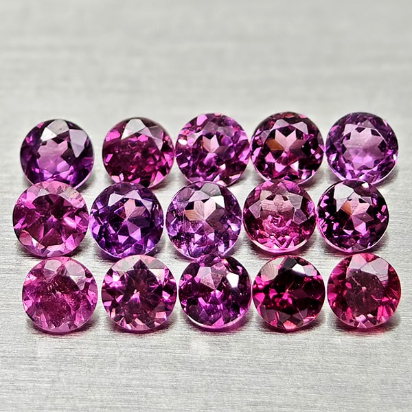 Natural Purplish Pink Rhodolite Garnet 1.31 Ct. 15 Pcs Round Shape 2.5 Mm Gemstone From Madagascar (1 of 3)