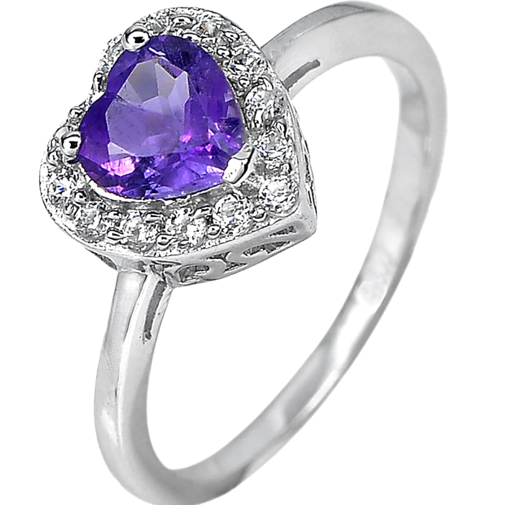 Natural Purple Amethyst with 925 Sterling Silver Ring Jewelry 2.01 G. Size 7 (1 of 3)