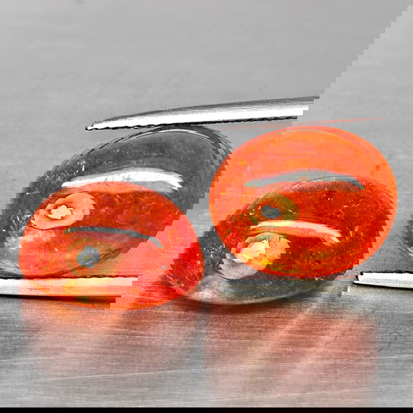 Natural Orangish Red Spessartine Garnet 21.92 Ct. 2 Pcs Oval Cabochon Shape Gemstones From Namibia (1 of 3)