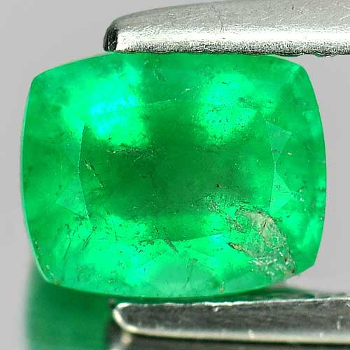 Natural Green Emerald 1.32 Ct. Cushion Shape 7.2 x 5.9 x 4.5 Mm. Gemstone (1 of 3)