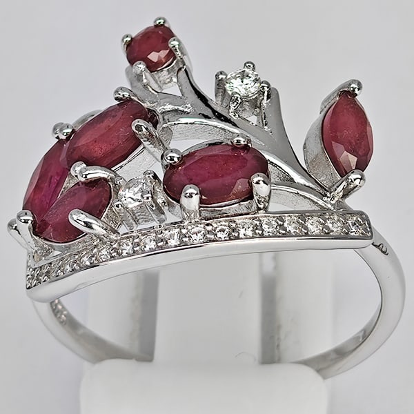 Natural Red Ruby Real 925 Sterling Silver Jewelry 4.03 Grams Ring Size 10.5 (1 of 3)
