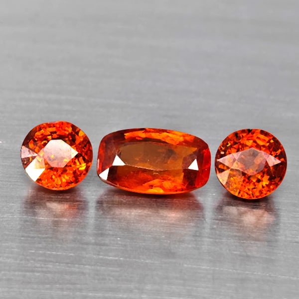 Natural Orangish Red Spessartine Garnet 3.68 Ct. 3 Pcs Mixed Shape Gemstones From Namibia (1 of 3)