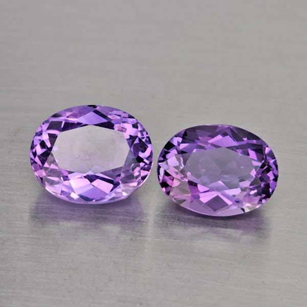 Natural Purple Amethyst 5.91 Ct. 2 Pcs Oval Shape 10.4 x 8.5 Mm Gemstone From Brazil (1 of 3)