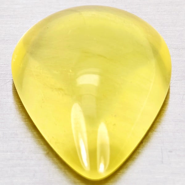 Natural Yellow Lemon Quartz 10.49 Ct. Pear Cabochon Shape 13.9 x 8.5 Mm Gemstone From Brazil (1 of 3)