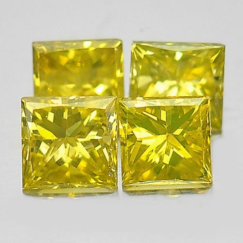Natural Yellow Diamond 0.38 Ct. 4 Pcs. Square Princess Cut Size 2.5 Mm. (1 of 3)