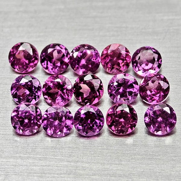 Natural Purplish Pink Rhodolite Garnet 1.34 Ct. 15 Pcs Round Shape 2.5 Mm Gemstone from Madagascar (1 of 3)