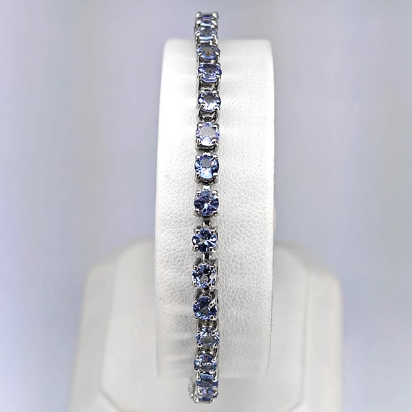 Natural Violetish Blue Tanzanite 952 Sterling Silver Jewelry 5.80 Grams Bracelet Length 10 Inch. (1 of 3)