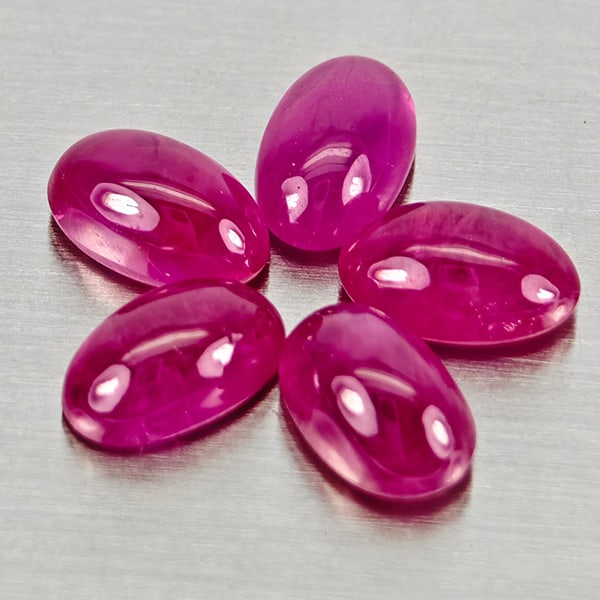 Natural Pink Red Jonson Ruby 1.94 Ct. 5 Pcs Oval Cabochon Shape 5.1 x 3 Mm Gemstone from Mozambique (1 of 3)