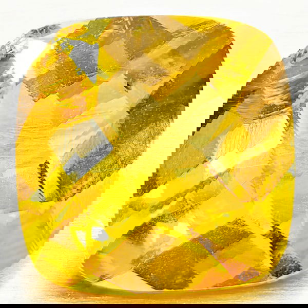 Natural Yellow Citrine 3.61 Ct. Cushion Checkerboard Cut 10.1 x 10.1 Mm Gemstone from Brazil (1 of 3)