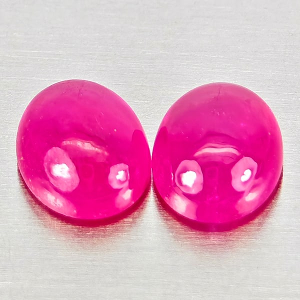Natural Pink Red Jonson Ruby 1.10 Ct. 2 Pcs Oval Cabochon Shape 5.2 x 4.2 Mm Gemstone from (1 of 3)