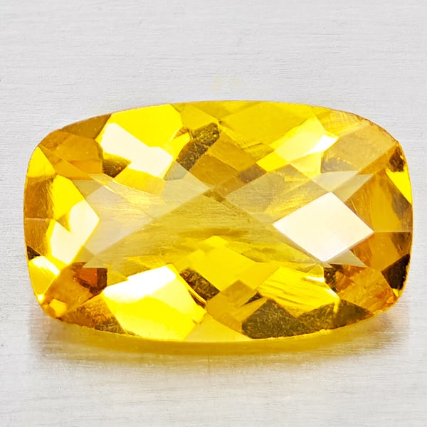 Natural Yellow Citrine 1.93 Ct. Cushion Checkerboard Cut 11.1 x 6.9 Mm Gemstone From Brazil (1 of 3)